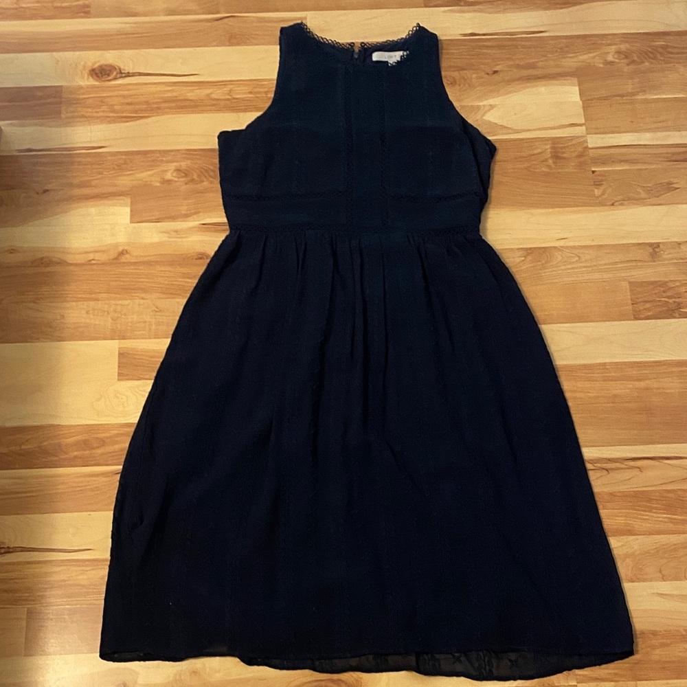 Loft blue embroidered midi dress
